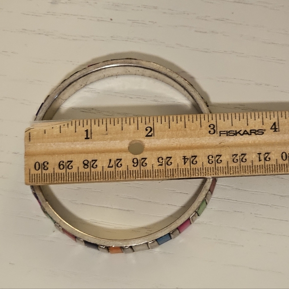 Silver multi-color inlay stone Bangle - Picture 4 of 5